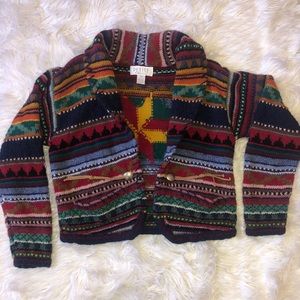 colorful unique vintage cropped wool sweater
